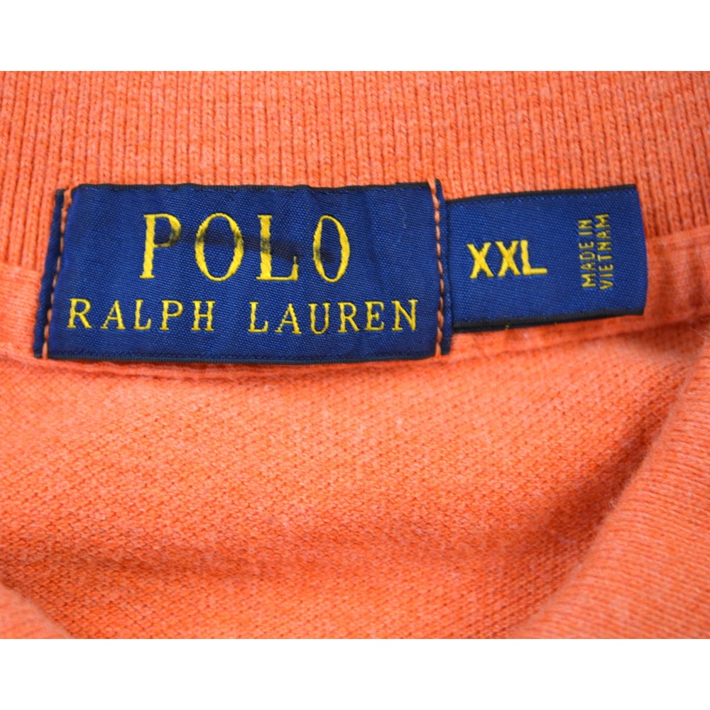 Polo Ralph Lauren Mens XXL Orange Cotton Pique Short Sleeve Pony Logo Polo Shirt - Picture 5 of 9